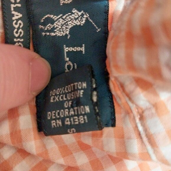 Ralph Lauren shirt Mens XL orange gingham short sleeve button up Classic Fit - Picture 5 of 7
